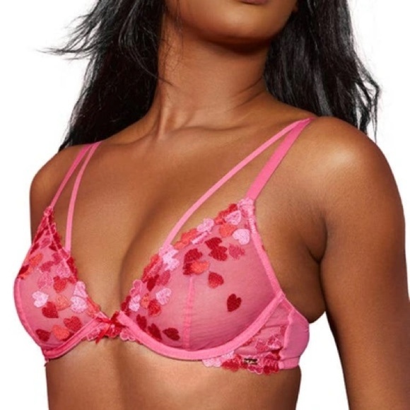 LOVE, VERA Embroidered Heart Lace Strappy Underwire Bra size 34D - Picture 7 of 7